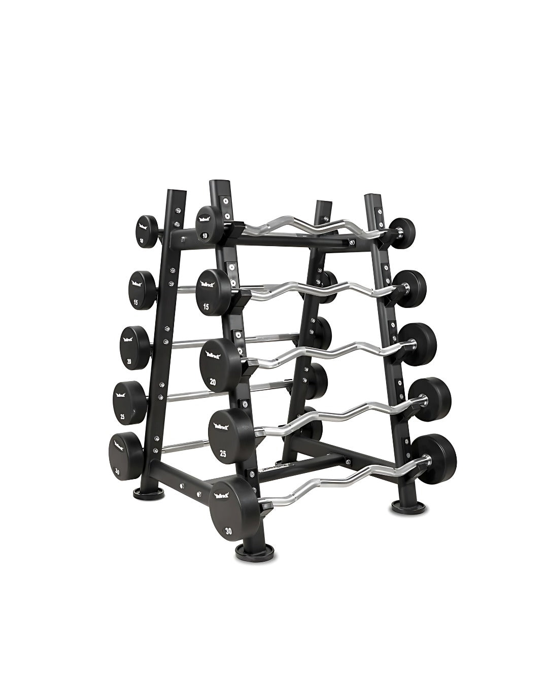 Commercial Preloaded EZ Curl Barbell Set with Rack