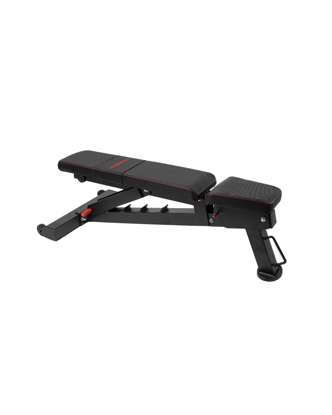 Adjustable Weight Bench with Wheels and Red Stitching