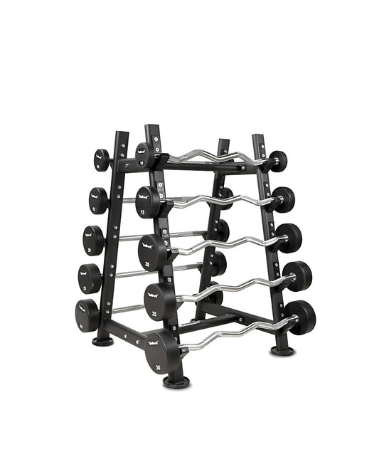 Commercial Preloaded EZ Curl Barbell Set with Rack