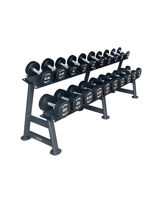 Rubber Dumbbell Set with Two Tier Storage Rack
